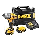 DEWALT DCF900P2T-QW - Llave de impacto a batería XR 18V, Par de apriete de 1.396 Nm y Par de afloje de 1.898 Nm, Incl. 2 baterías de 5.0Ah, cargador y caja T-STAK