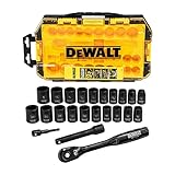 DEWALT Metric/SAE DWMT74739 - Juego de llaves de vaso de impacto (1/2', 23 piezas)